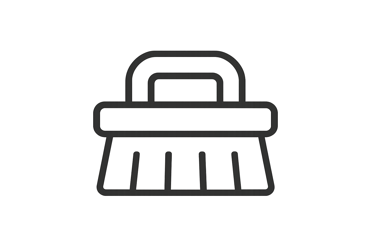 Minimalist black line icon of a brush, vector style, transparent background