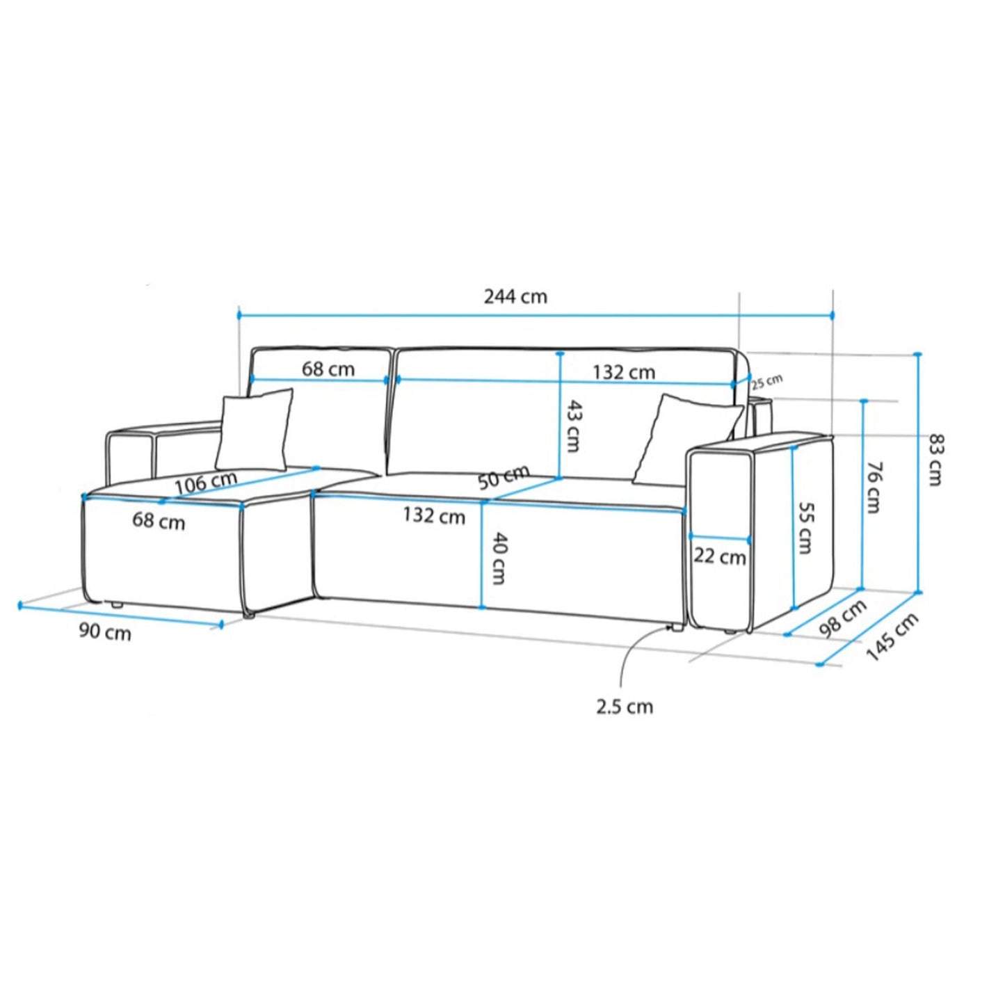 Kampinė sofa Narella